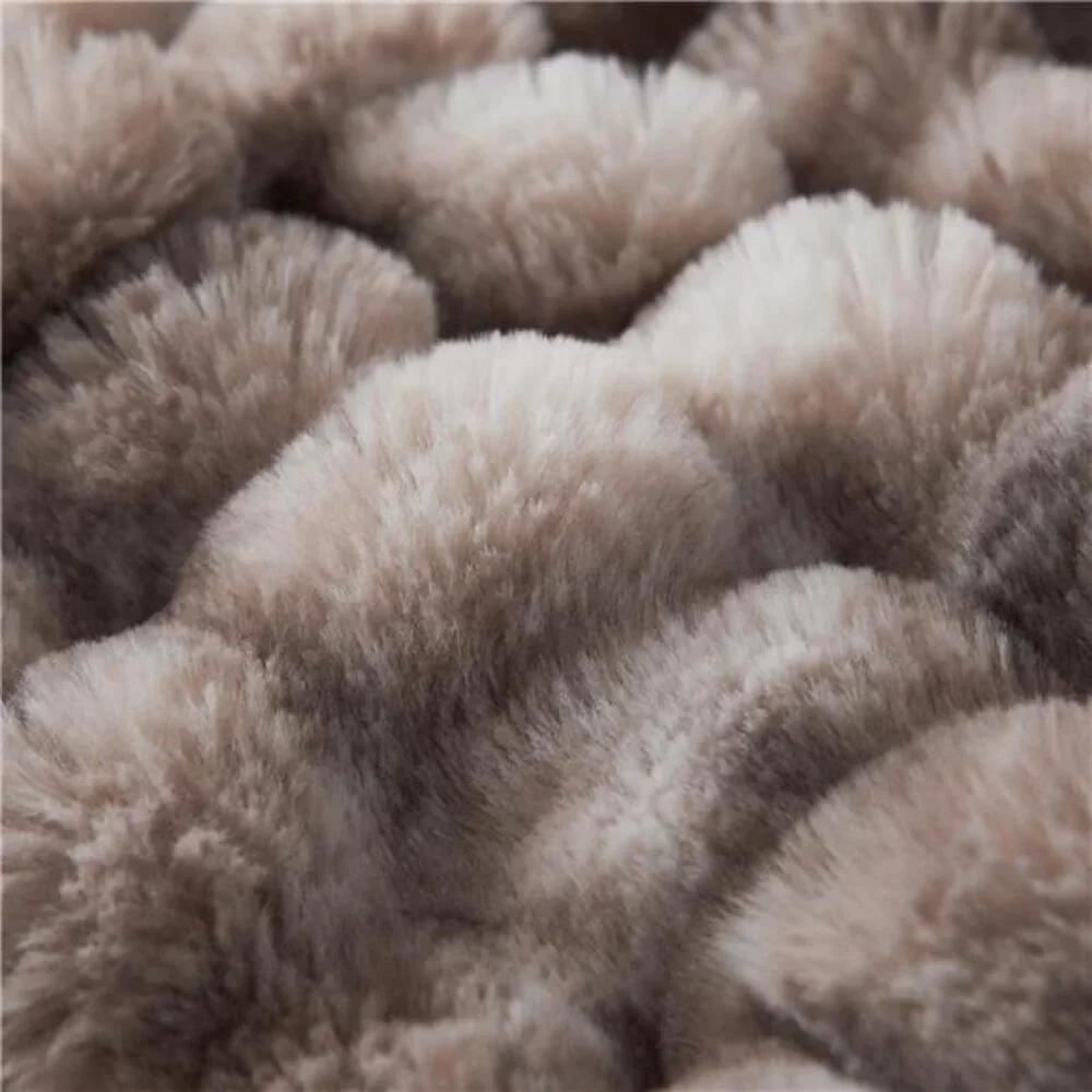 Faux Fur Throw Blanket Soft Plush Fuzzy Cozy Couch Sofa 50x60 Brown Rabbit Fur